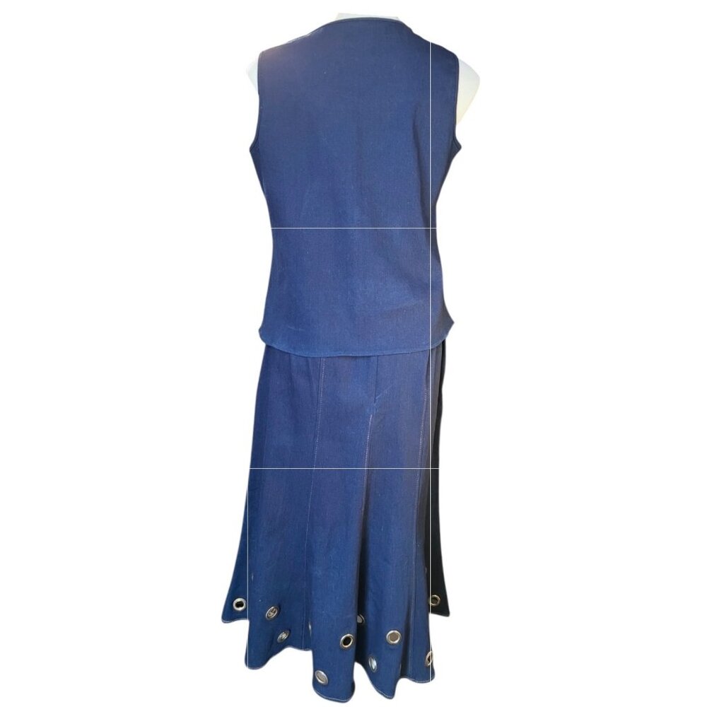 Regalia Womens 3-Piece Denim Suit Set With Grommet Accents Jacket Sleeveless Blo - Picture 9 of 16